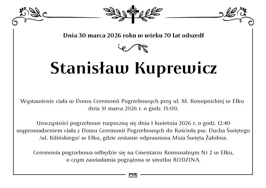 Stanisław Kuprewicz - nekrolog
